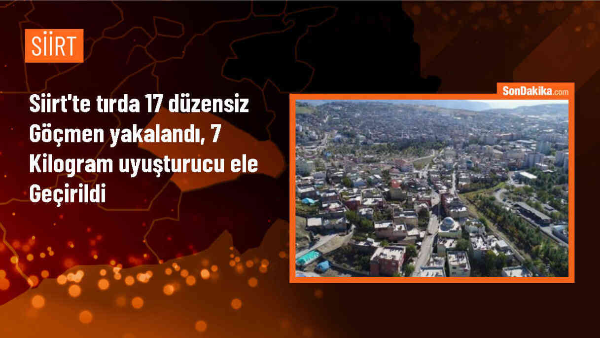 Siirt\'te durdurulan tırda 17 düzensiz göçmen ve 7 kilo metamfetamin ele geçirildi