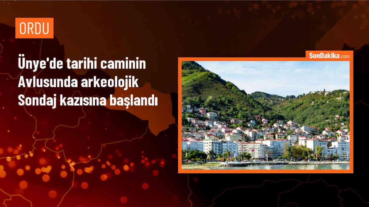 Ünye\'de Hacı Osman Ağa Camisi avlusunda arkeolojik sondaj kazısı başlatıldı