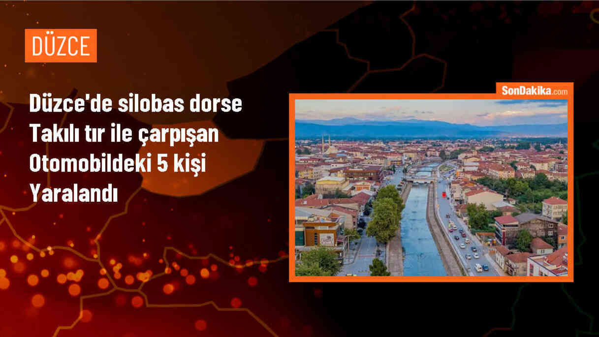Düzce\'de otomobil ile tır çarpışması: 1\'i ağır 5 yaralı