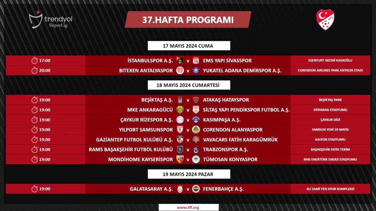 TFF, Galatasaray-Fenerbahçe derbisi için programı açıkladı