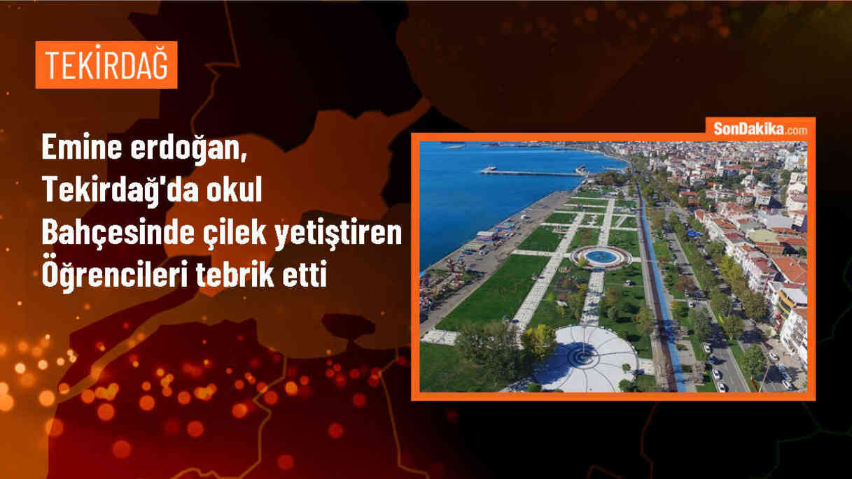 Emine Erdoğan, Tekirdağ\'da kompost gübreyle çilek yetiştiren öğrencileri tebrik etti