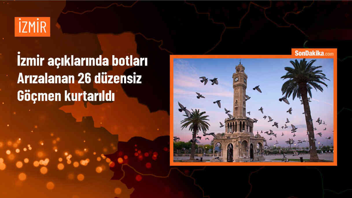 Foça açıklarında 18\'i çocuk 26 düzensiz göçmen kurtarıldı