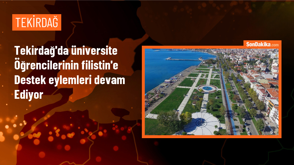 Tekirdağ Namık Kemal Üniversitesi öğrencileri İsrail\'in Gazze\'ye yönelik saldırılarını protesto ediyor