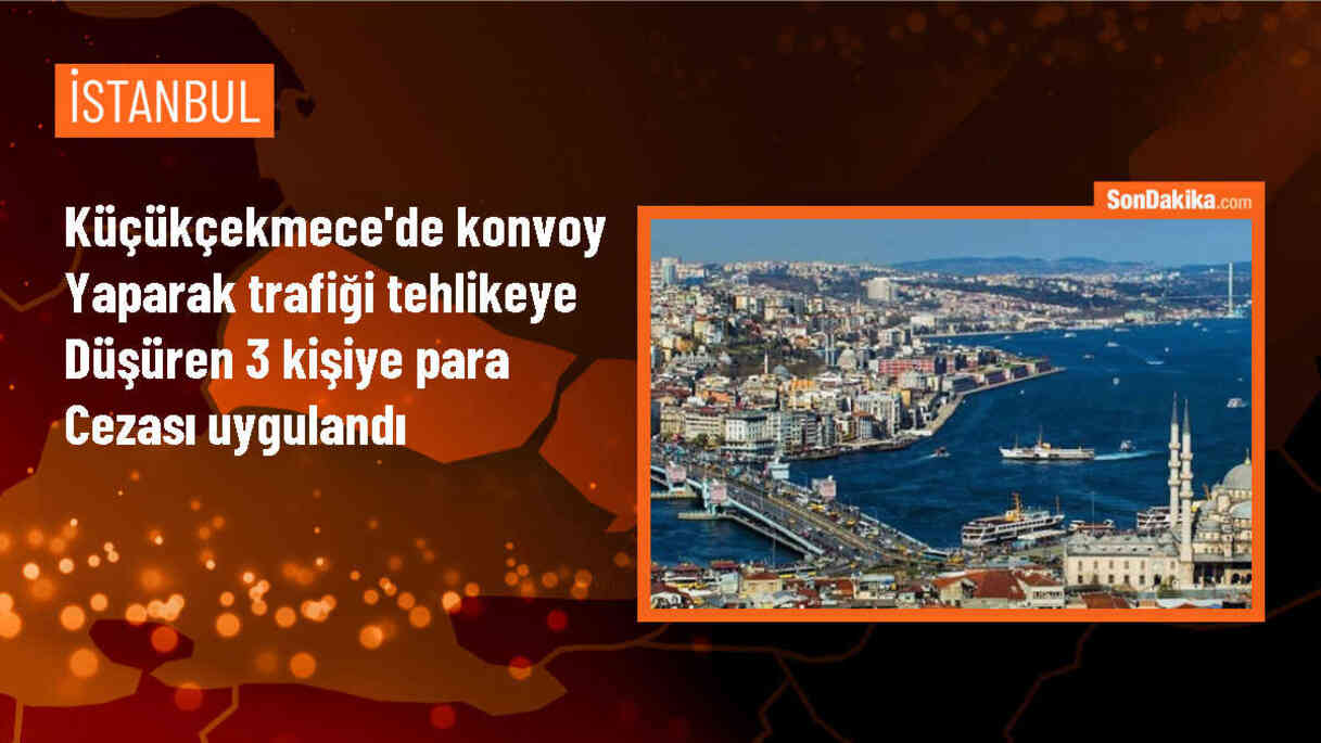 Küçükçekmece\'de asker uğurlaması sırasında trafiği tehlikeye düşüren sürücülere ceza kesildi