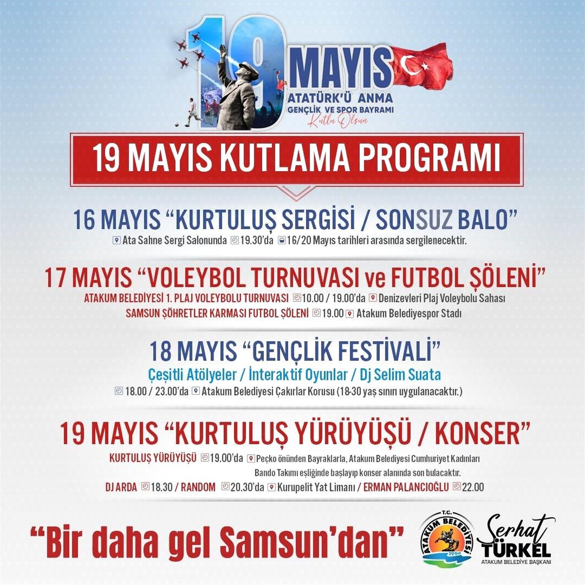 Atakum Belediyesi 19 Mayıs\'ı özel programla kutluyor