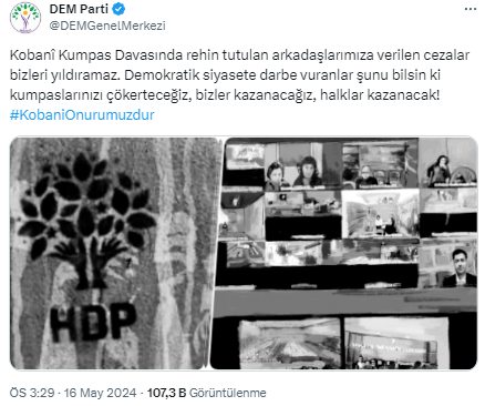 DEM Parti'den Kobani Davası kararlarına tepki: Cezalar bizleri yıldıramaz