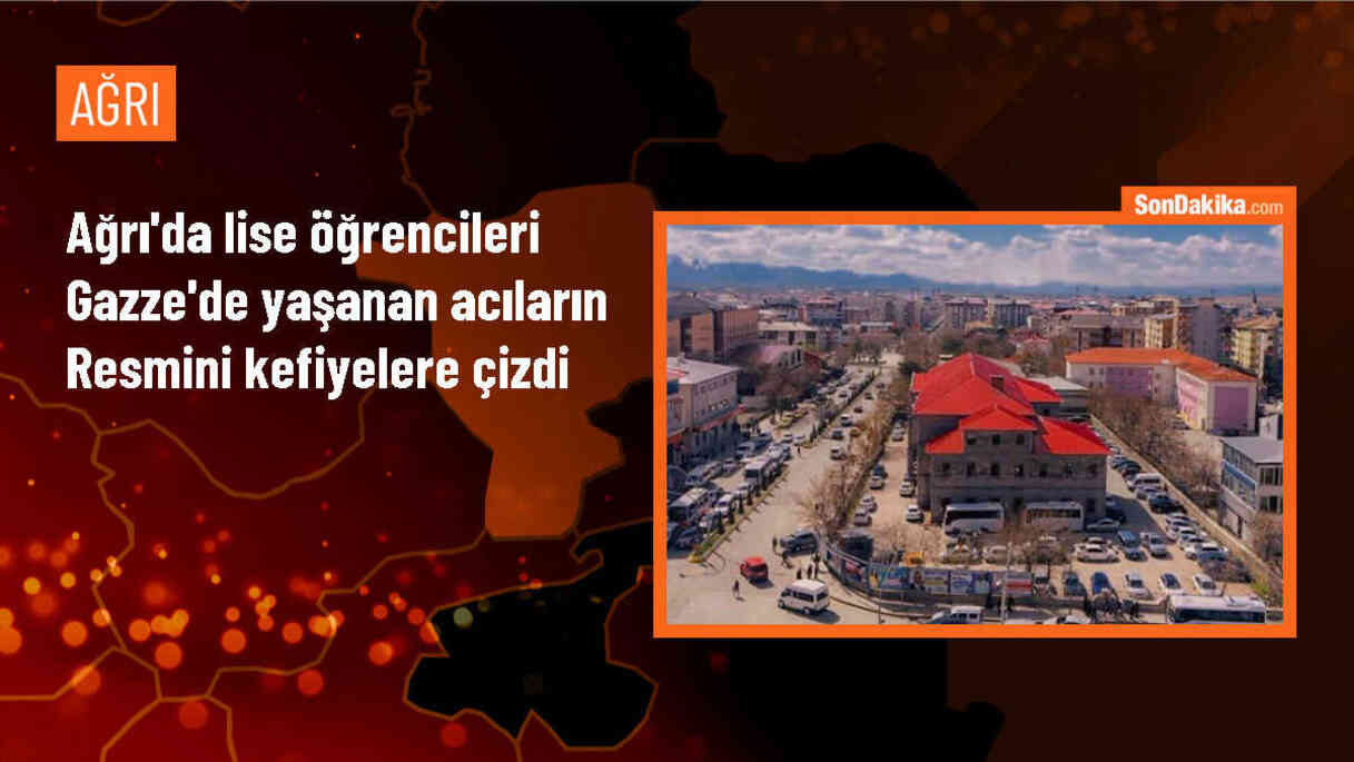 Ağrı\'da öğrenciler İsrail\'in Gazze saldırılarını kefiyelere çizdi