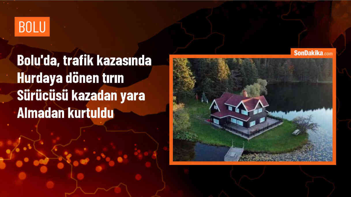 Anadolu Otoyolu\'nda tırın çarpması sonucu sürücü yara almadan kurtuldu