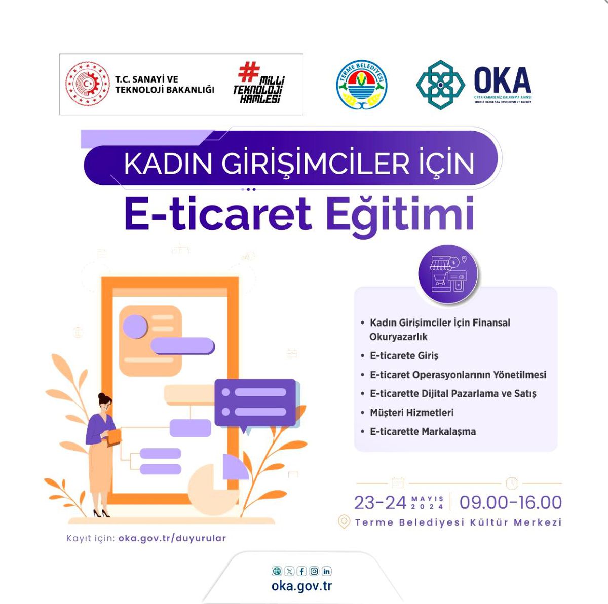Terme\'de Kadın Girişimcilere E-Ticaret Eğitimleri Düzenlenecek