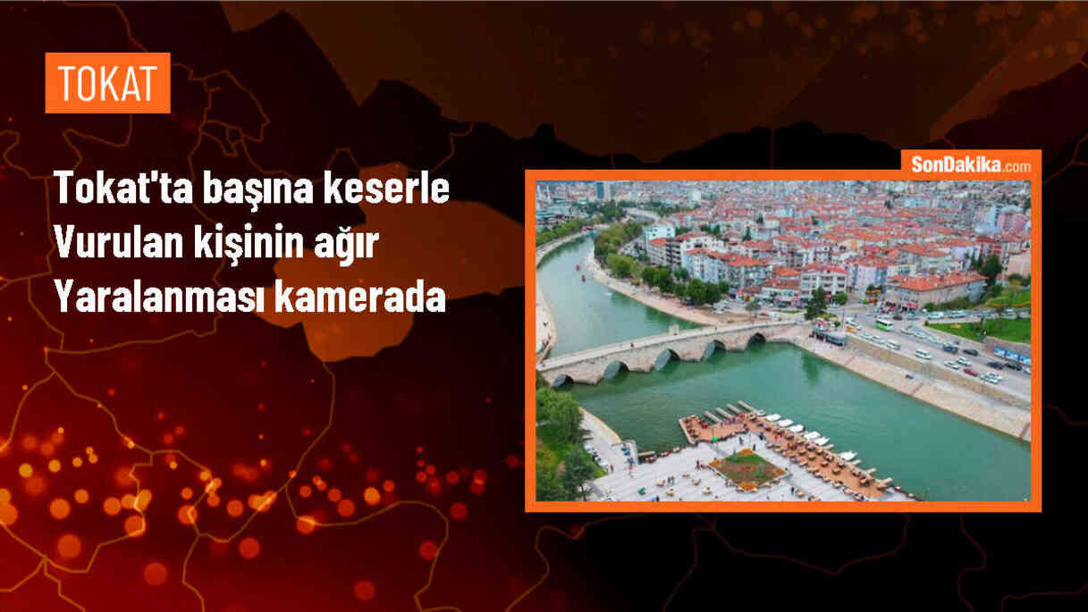Tokat\'ın Erbaa ilçesinde keserle saldırı anı güvenlik kamerasında
