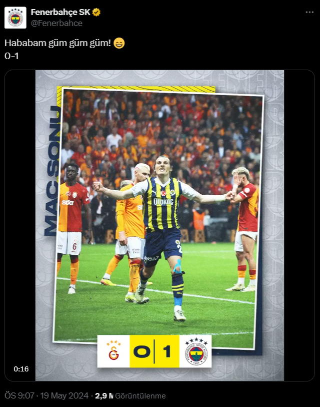 Düştükleri notu görmeniz lazım! Fenerbahçe'den Galatasaray'a maç sonu olay gönderme
