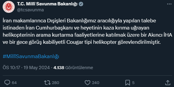 Türkiye'den İran'a yardım eli! Akıncı İHA ve gece görüşlü helikopter kaza bölgesine gidiyor