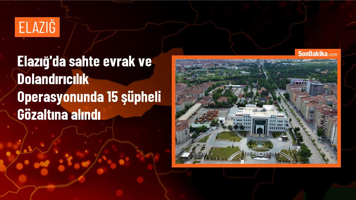 Elazığ\'da 15 kişi resmi belgede sahtecilik ve dolandırıcılık suçlamasıyla gözaltına alındı