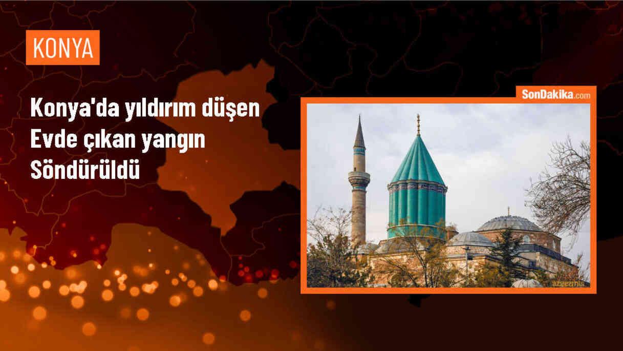 Konya\'nın Kadınhanı ilçesinde yıldırım isabet eden evde çıkan yangın hasara yol açtı