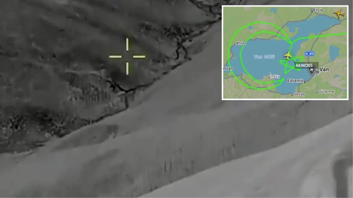 Reisi\'nin kaza yerini tespit eden Akıncı İHA, Van Gölü üzerinde Türk bayrağı çizdi