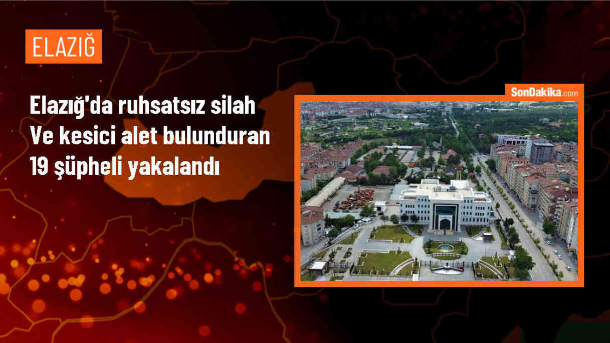 Elazığ\'da Ruhsatsız Silah ve Kesici Alet Bulunduran 19 Şüpheli Gözaltına Alındı