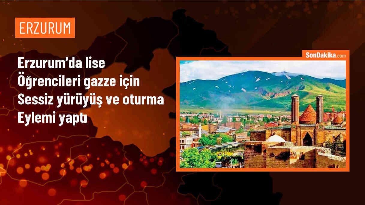 Erzurum\'da lise öğrencileri İsrail\'in Gazze\'ye yönelik saldırılarını protesto etti