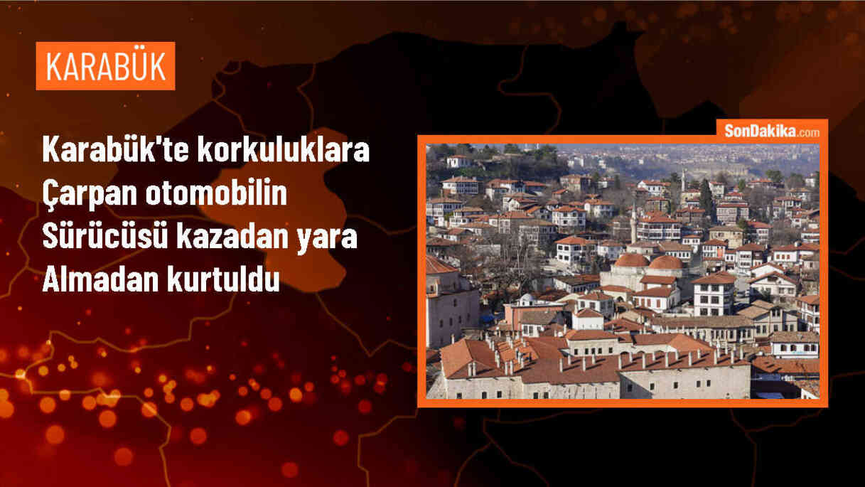 Karabük\'te demir korkuluklara çarpan otomobilin sürücüsü kazadan yara almadan kurtuldu