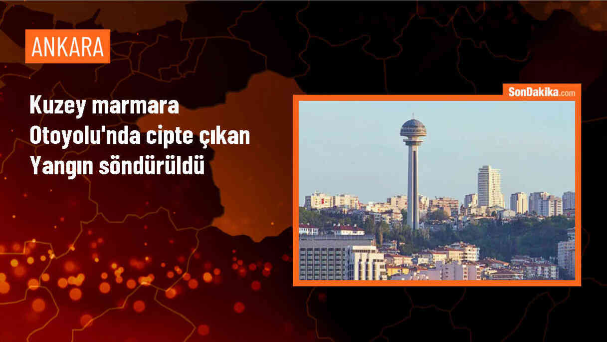 Kuzey Marmara Otoyolu\'nda Yangın Çıkan Cip Kullanılamaz Hale Geldi