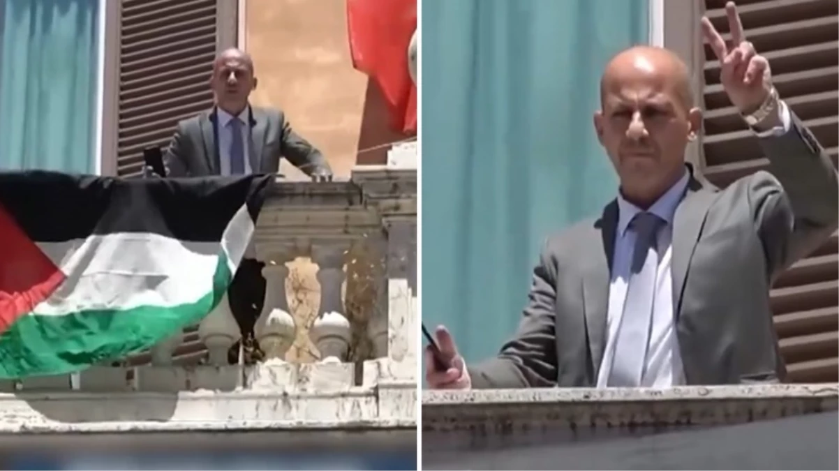Eski vekil meclis balkonuna Filistin bayrağı basıp hem İsrail\'i hem de ülkesini eleştirdi
