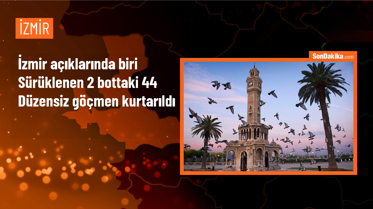 İzmir\'de 44 düzensiz göçmen kurtarıldı, 23 düzensiz göçmen yakalandı
