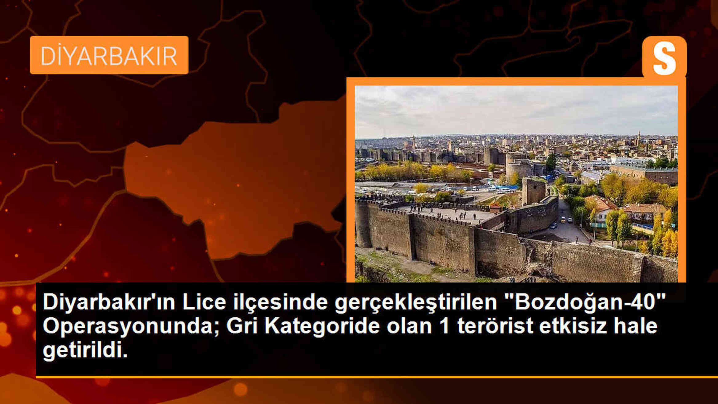 Diyarbakır\'ın Lice ilçesinde gerçekleştirilen \'Bozdoğan-40\' Operasyonunda 1 terörist etkisiz hale getirildi