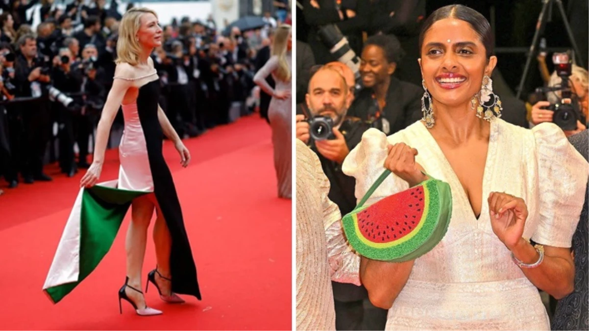 Cannes Film Festivali\'nde \'\'Gazze\'\' geçidi! Kırmızı halıya damga vurdular