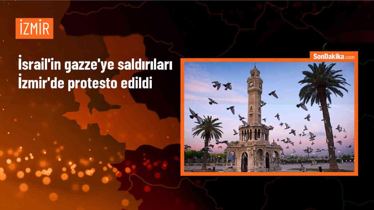 İzmir\'de toplanan grup İsrail\'in Gazze\'ye saldırılarını protesto etti