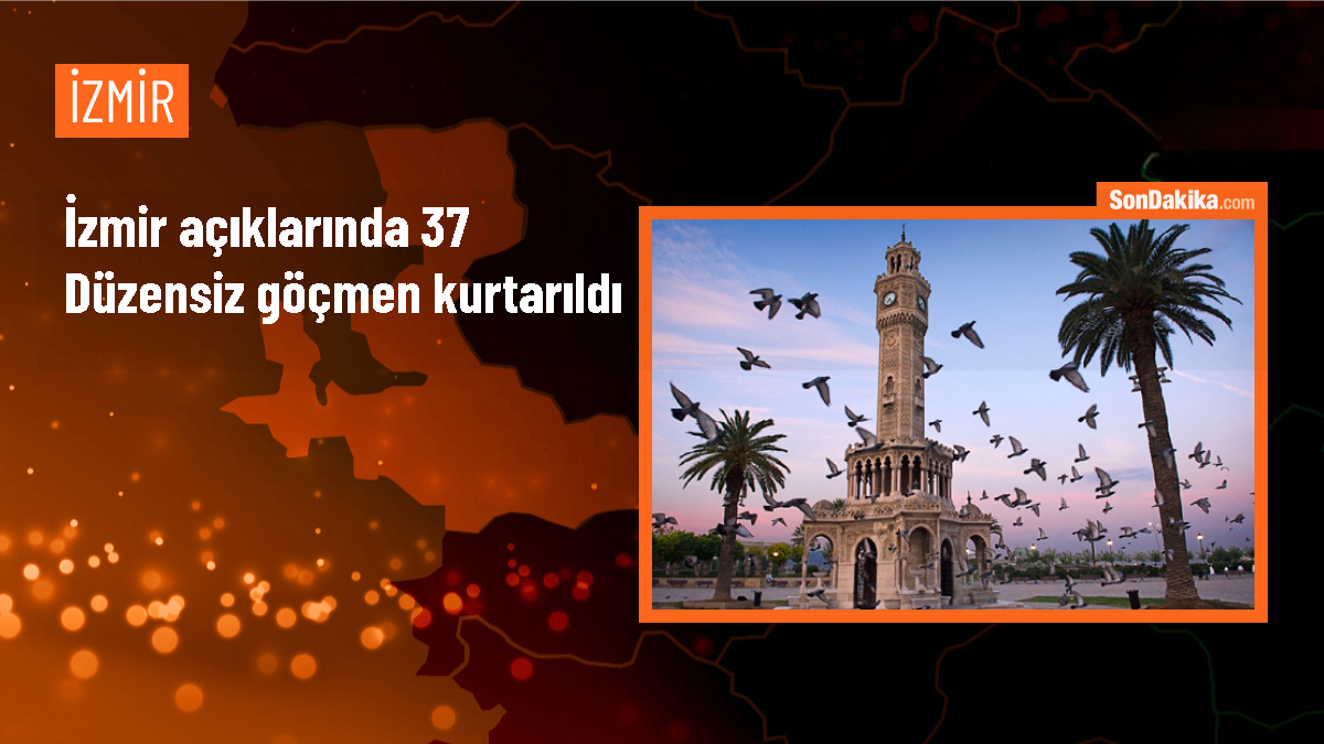 İzmir\'de 37 düzensiz göçmen kurtarıldı, 29 düzensiz göçmen yakalandı