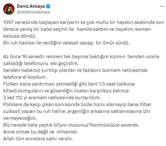 Deniz Akkaya'dan kızıyla ilgili ağızları açık bırakan sözler: Önce dövdü sonra balkona kilitledi