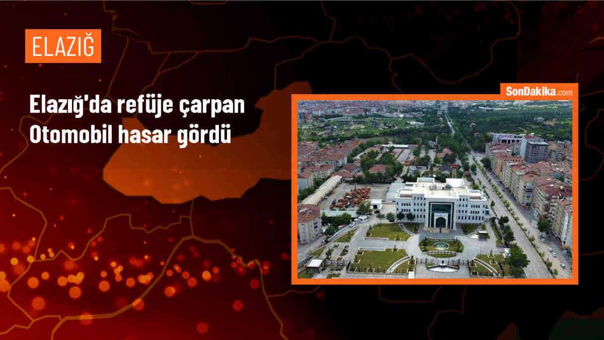 Elazığ\'da refüje çarpan otomobil hasar gördü