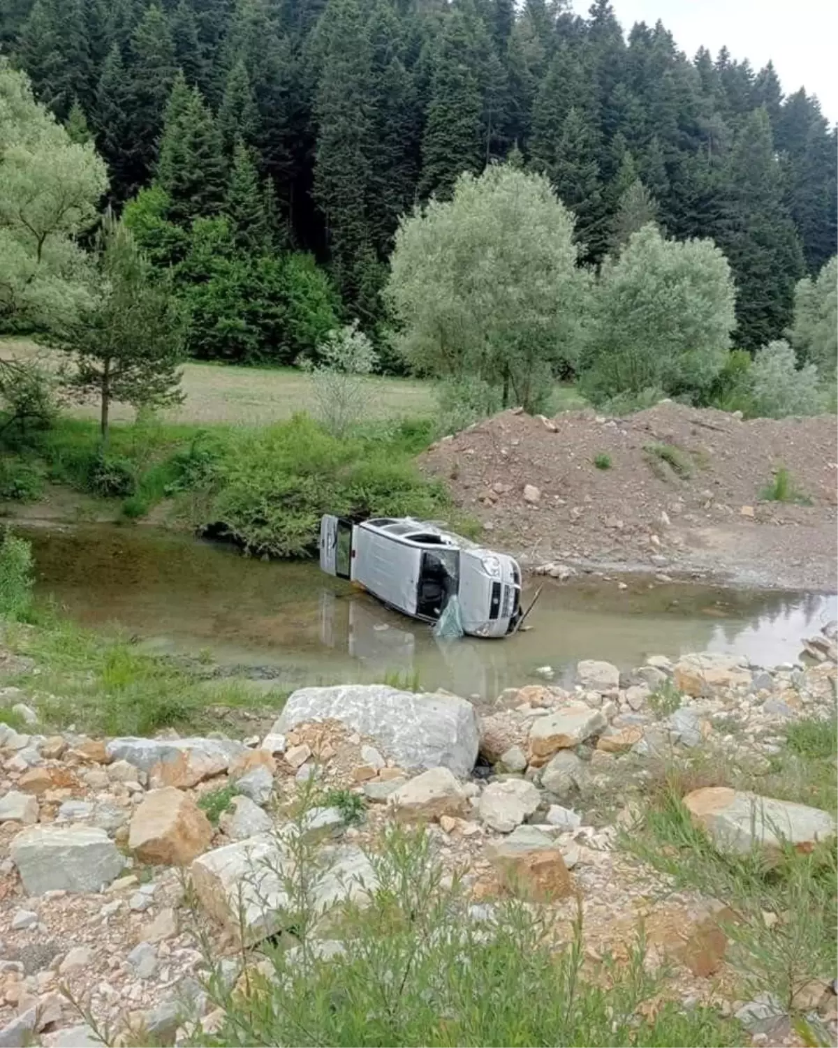 Kastamonu\'da kamyonet çaya uçtu, sürücü yaralandı