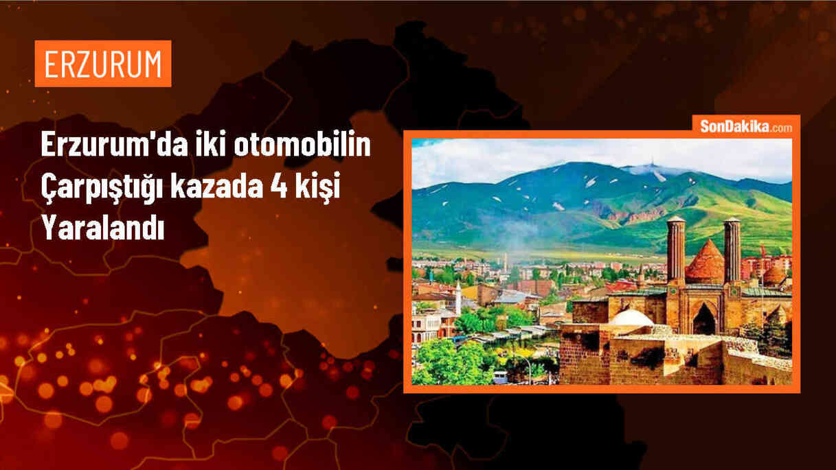 Erzurum\'da iki otomobilin çarpışması sonucu 4 kişi yaralandı