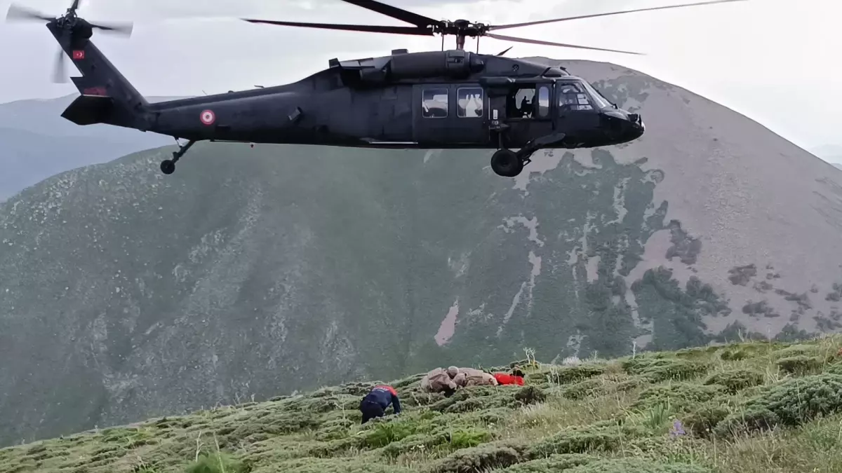 Tunceli\'de mantar toplarken kayalıklardan düşen kadın askeri helikopterle hastaneye sevk edildi