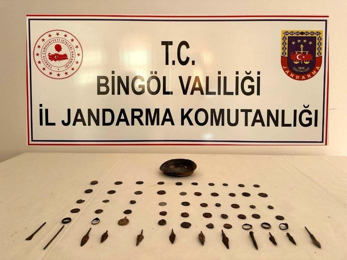 Bingöl\'de Jandarma Operasyonu: 63 Tarihi Eser Ele Geçirildi, 2 Şüpheli Gözaltına Alındı