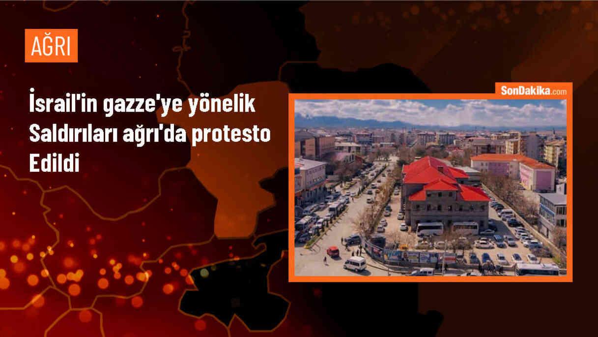 Ağrı\'da İyilik Derneği ve vatandaşlar İsrail\'in Gazze\'ye saldırılarını protesto etti