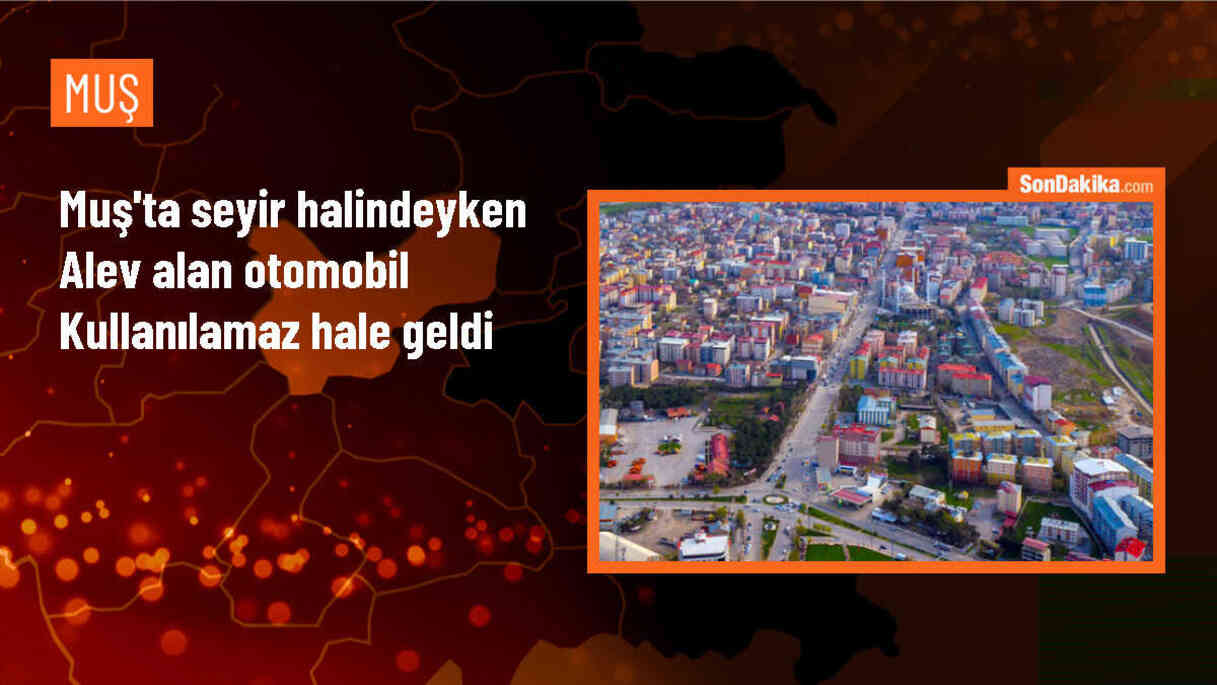 Muş\'ta seyir halindeyken alev alan otomobil kullanılamaz hale geldi