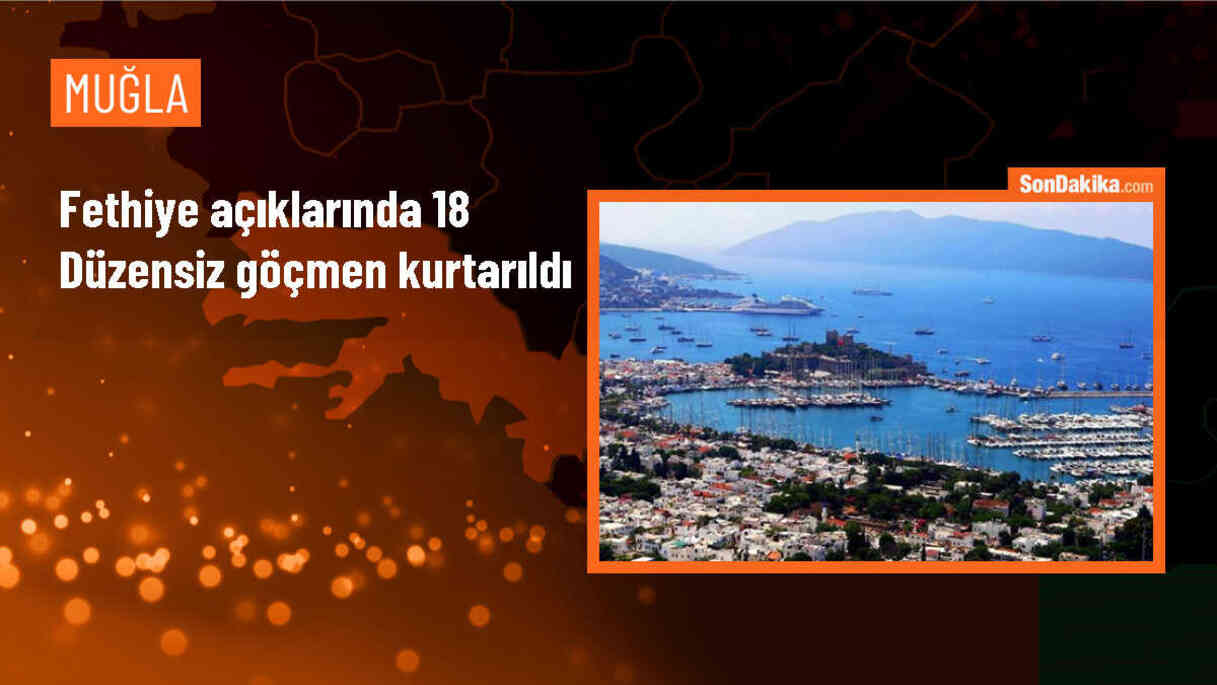 Muğla\'nın Fethiye ilçesinde 18 düzensiz göçmen kurtarıldı, 2 kişi gözaltına alındı