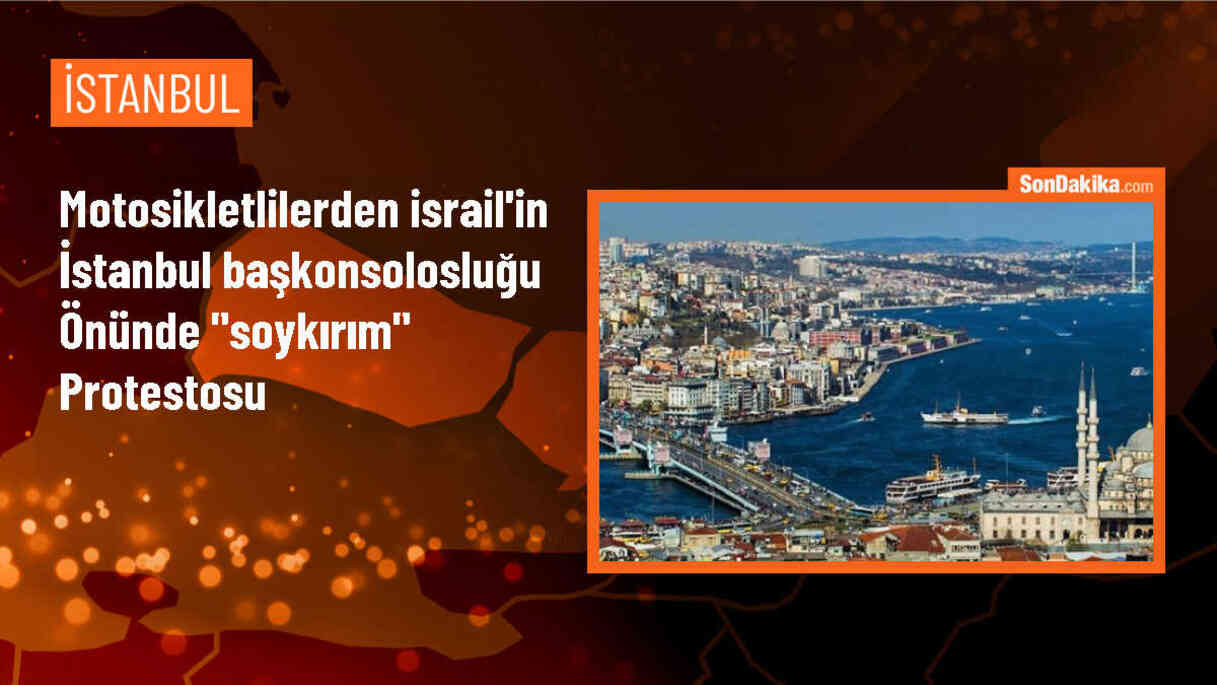 Beşiktaş\'ta İsrail\'in Filistin\'e yönelik saldırılarını protesto eden motosikletli grup