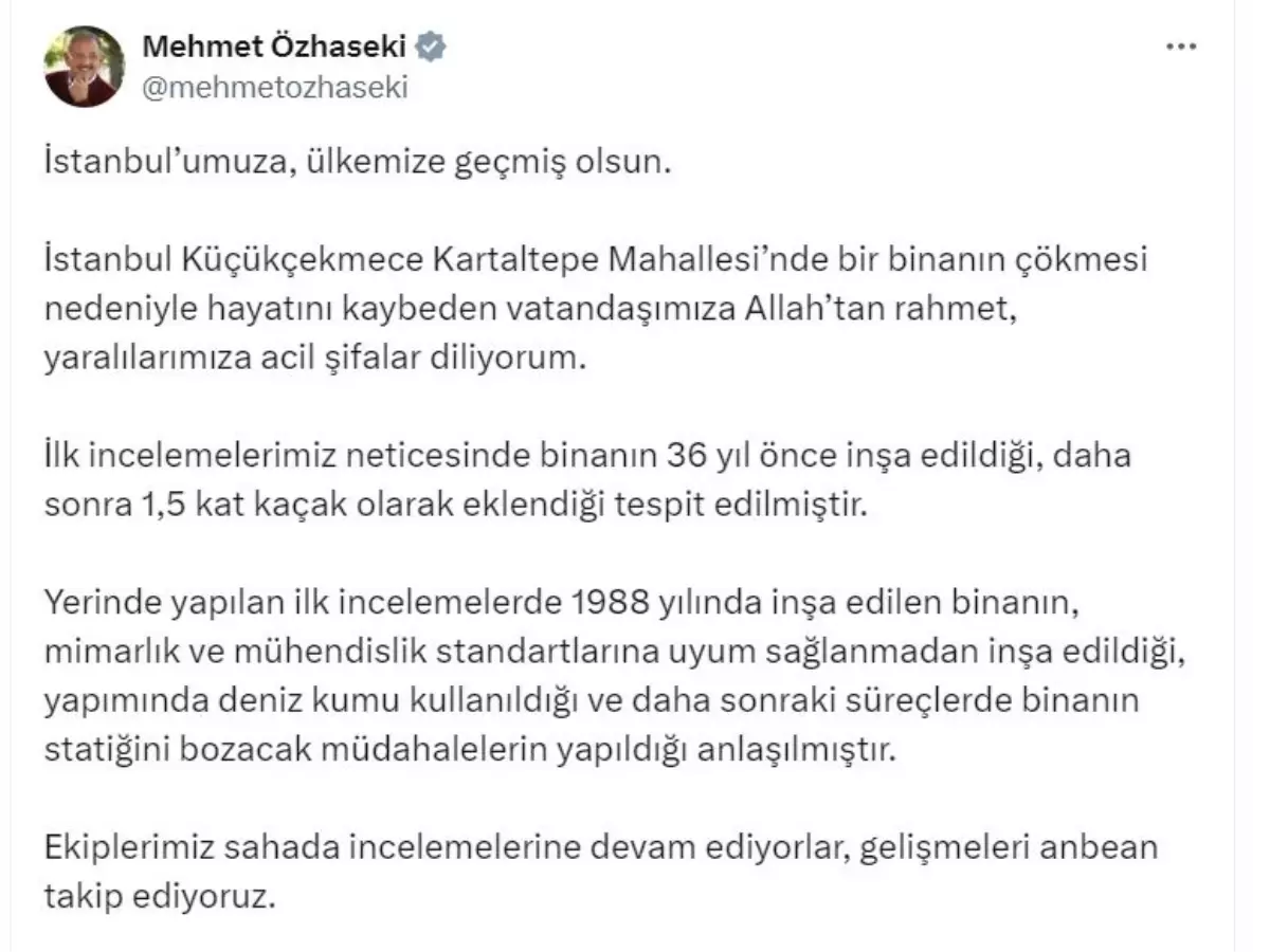 İstanbul Küçükçekmece\'de çöken binanın inşaatında hatalar tespit edildi