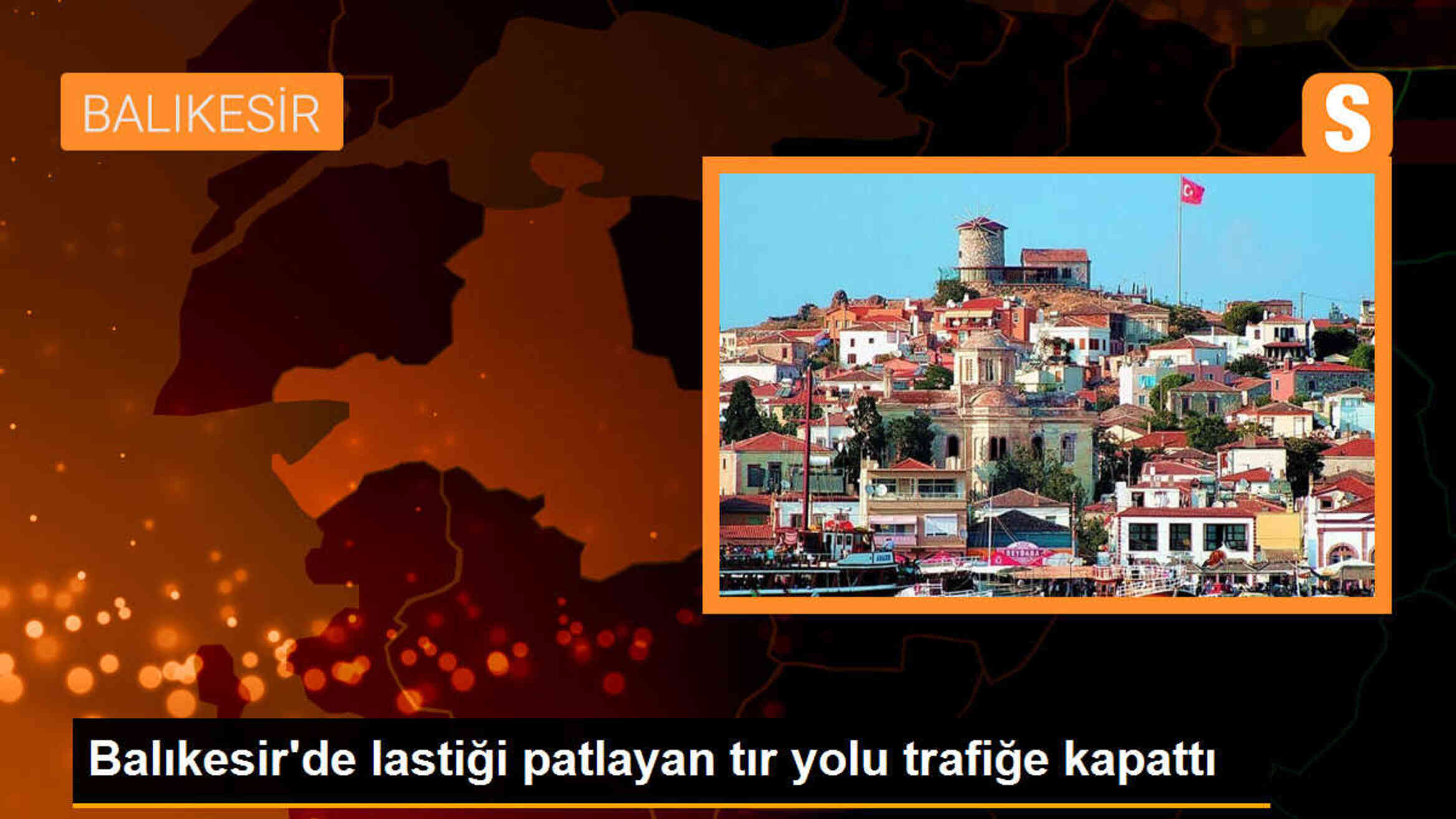 Balıkesir Edremit\'te Lastiği Patlayan Tır Yolu Kapattı