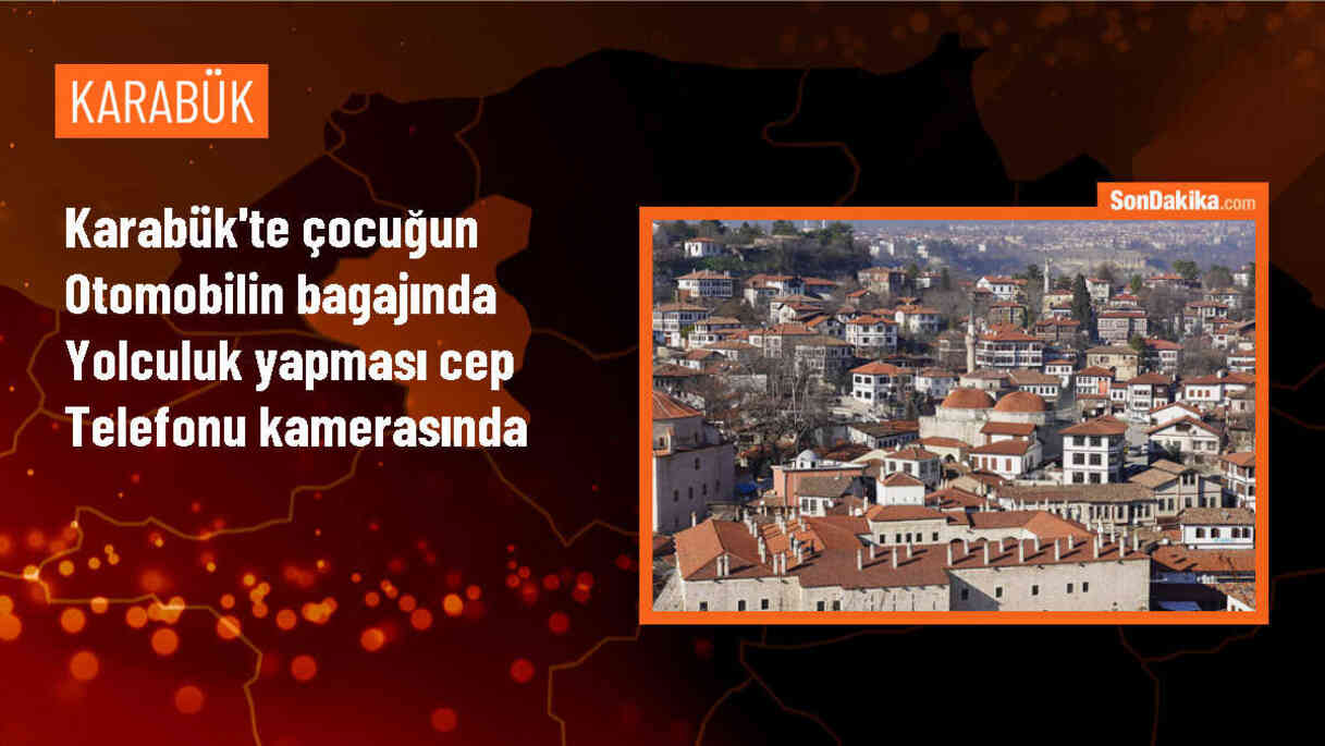 Karabük\'te otomobil bagajında yolculuk yapan çocuk görüntülendi