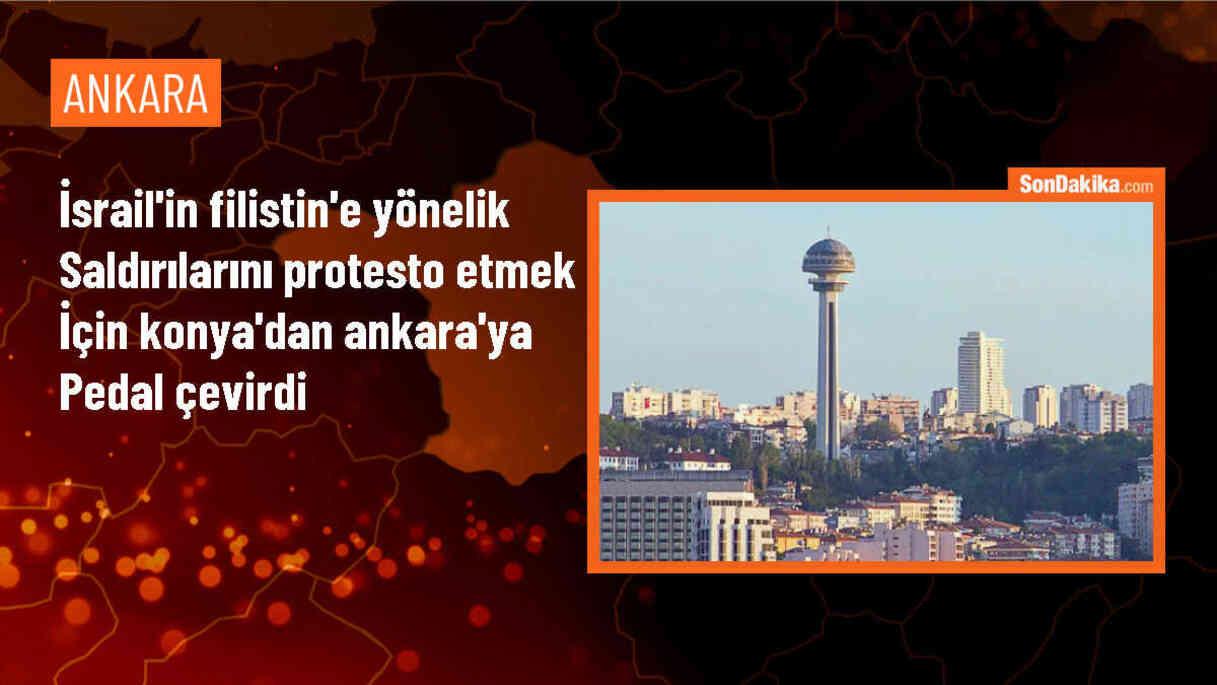 Konya\'dan bisikletle ABD Büyükelçiliği\'ne protesto