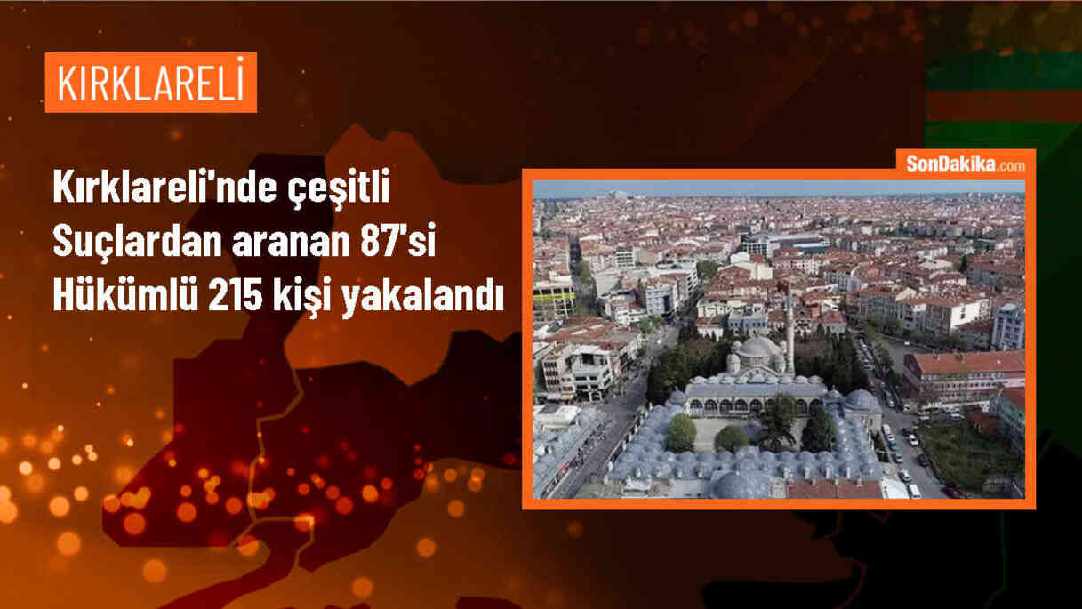 Kırklareli\'nde 87 hükümlü ve 215 kişi yakalandı