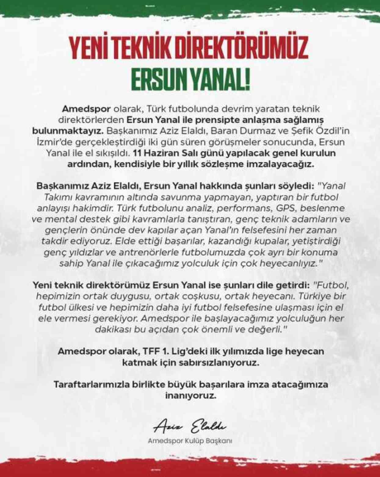 Amedspor, Fenerbahçe'yi şampiyon yapan hocayla anlaştı