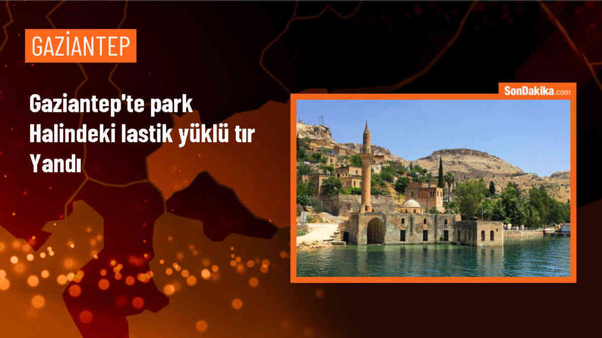 Gaziantep\'te park halindeki lastik yüklü tır alev aldı