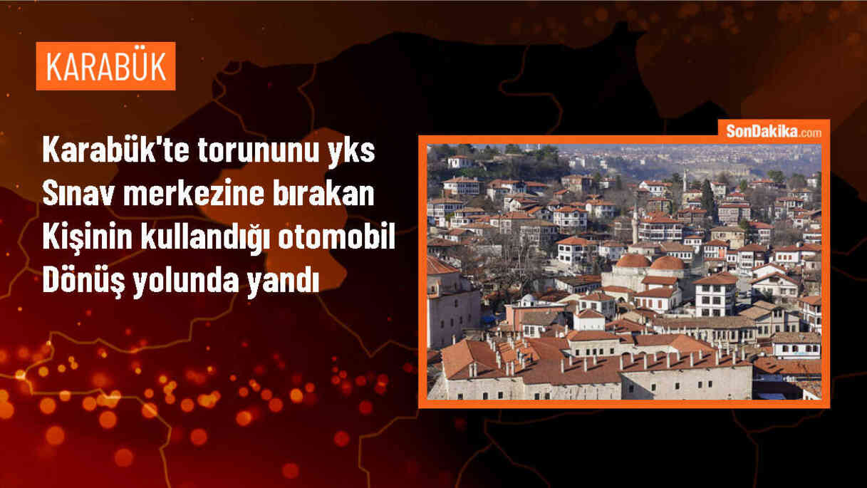 Karabük\'te Sınav Merkezine Bırakılan Otomobil Yanarak Kullanılamaz Hale Geldi