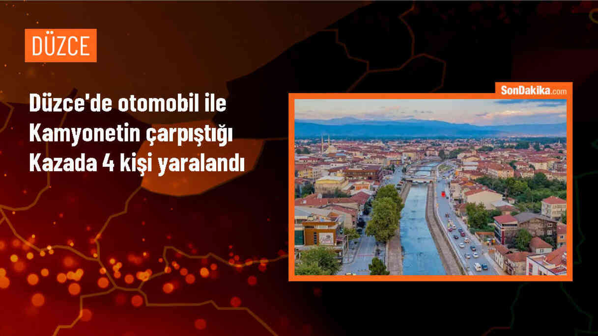 Düzce\'de otomobil ve kamyonetin çarpışması sonucu 1\'i çocuk 4 kişi yaralandı