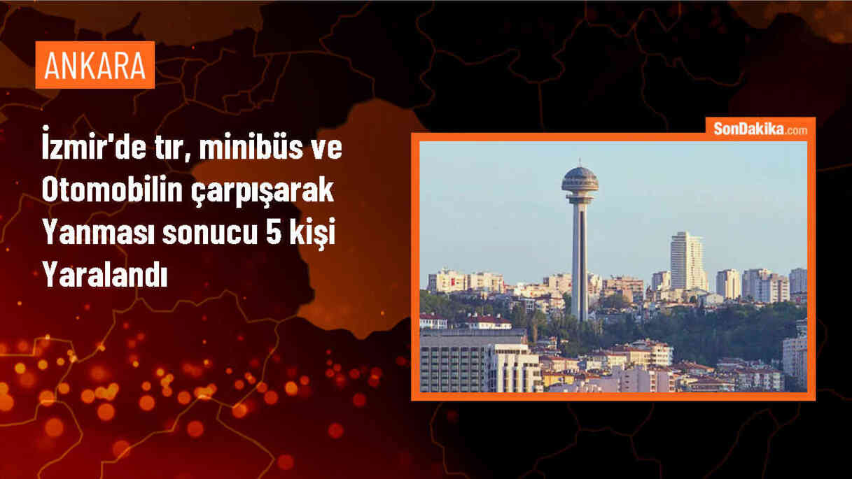 İzmir Bornova\'da tırın çarptığı araçlar alev aldı, 5 kişi yaralandı