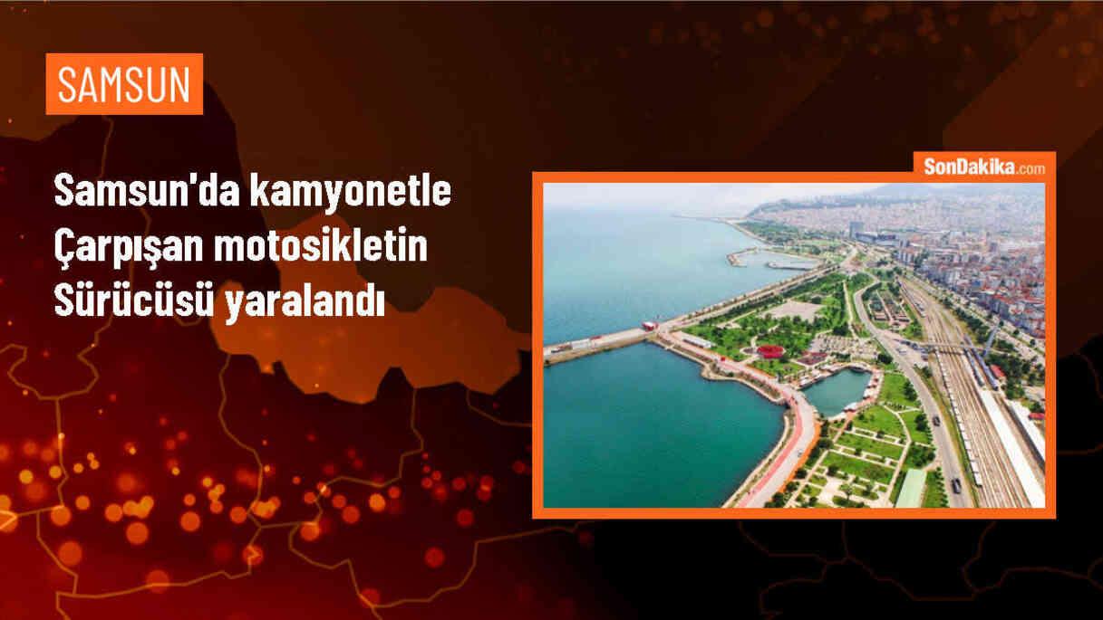 Samsun\'da Kamyonetle Çarpışan Motosiklet Sürücüsü Yaralandı